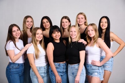 Group of diverse teen girls posing together
