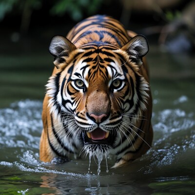 Tiger wading in water
