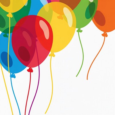 Colorful Balloons Floating on White Background