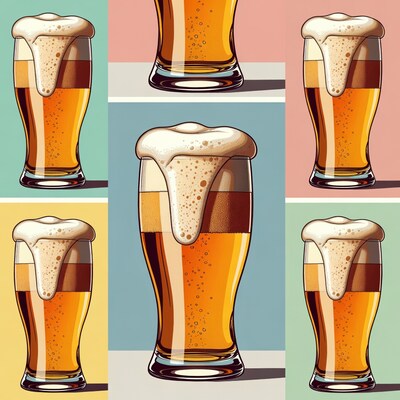Multiple Beer Glasses with Foam