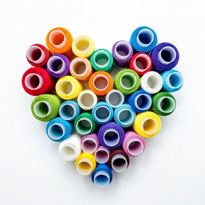 Colorful Thread Spools Heart Shape