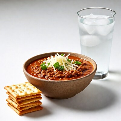 Chili Bowl with Cheese and Crackers
