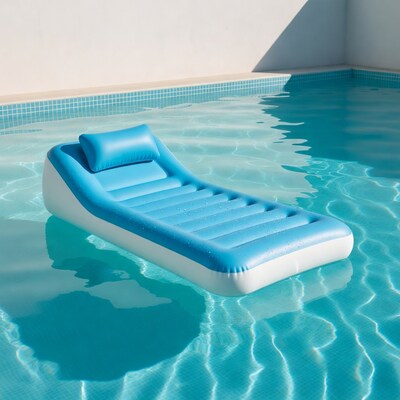 Blue inflatable pool float lounger