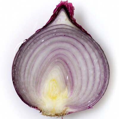 Sliced Red Onion on White Background