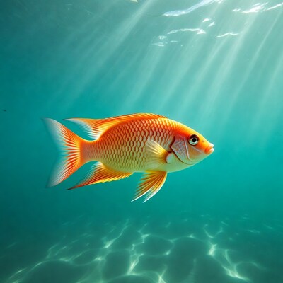 Orange Angelfish Swimming Underwater