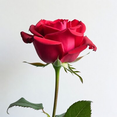 Red Rose on White Background