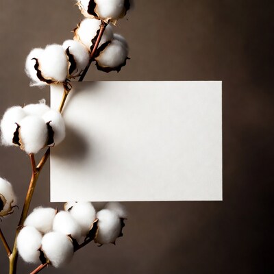 Cotton Bolls with Blank Card