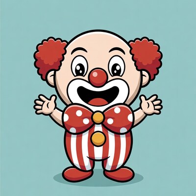 Cartoon Clown Waving Happily