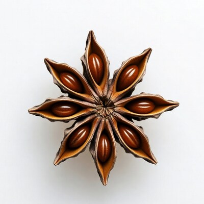 Star Anise Pods on White Background