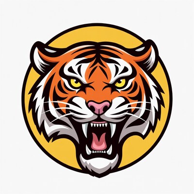 Roaring Tiger Head Illustration
