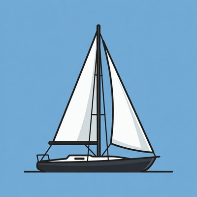 Sailboat on blue background