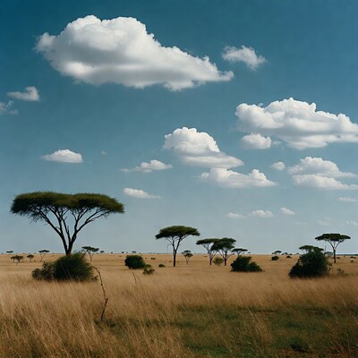 Acacia Trees in African Savanna