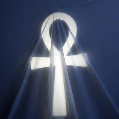 Ankh Shadow on Blue Fabric