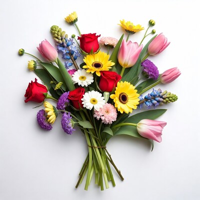 Colorful flower bouquet on white background