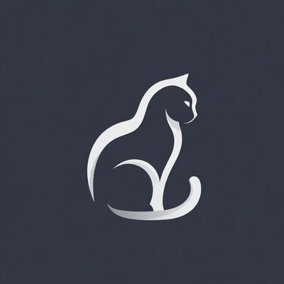 White silhouette cat on dark background