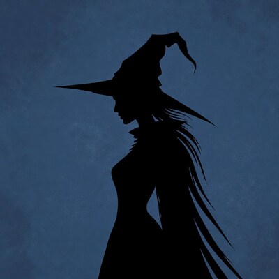 Silhouette of Witch in Profile