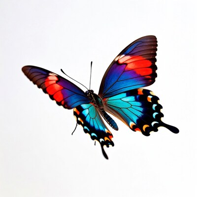 Colorful Butterfly on White Background