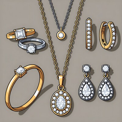 Diamond Jewelry Illustration Set