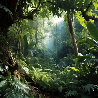 Lush Tropical Rainforest Jungle Scene