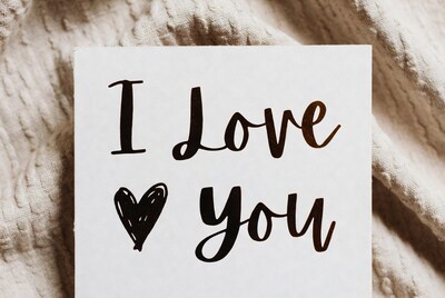 I Love You sign on knit fabric