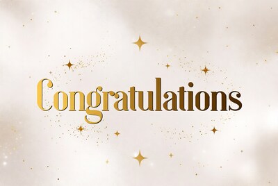 Golden Congratulations Text with Stars