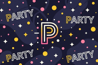 Vibrant Party Text Illustration