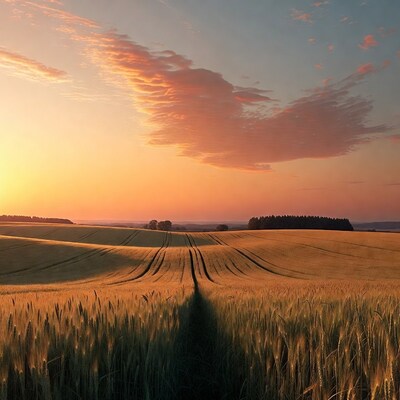 Golden Wheat Fields at Sunset