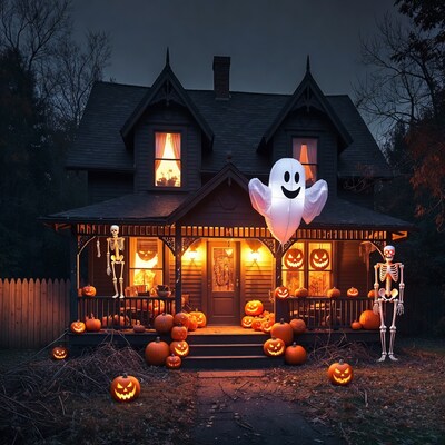 Haunted House with Halloween Decorations