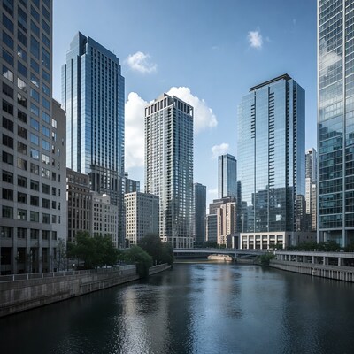 Chicago River with Skyscrapers