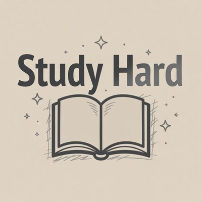 Study Hard Open Book Illustration