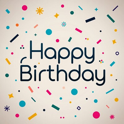Happy Birthday with Colorful Confetti