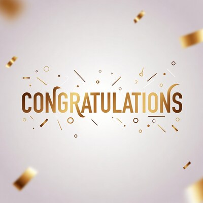 Golden Congratulations Text with Confetti