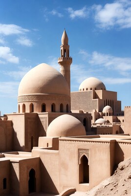 Traditional Mosque with Domes and Minaret