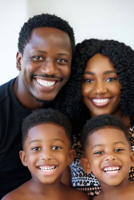 Smiling African-American family portrait