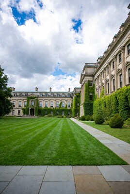 Ivy-Covered Historic Mansion Courtyard