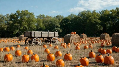 Pumpkin Patch with Hay Wagon