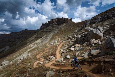Mountain biker on rocky trail