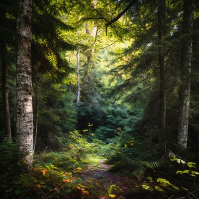 Forest Path Sunlight Through Trees