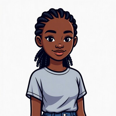 African-American girl with braids illustration