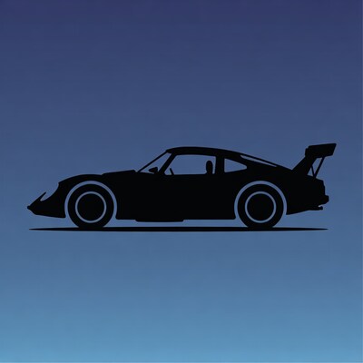 Porsche 935 Silhouette on Blue Background