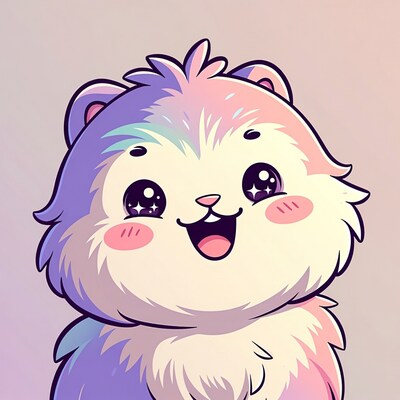 Cute Kawaii Rainbow Husky Illustration