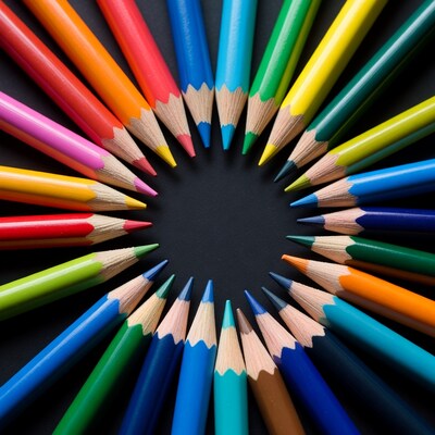 Colorful Pencils Arranged in Circle
