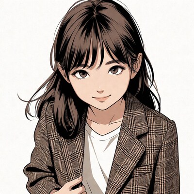 Anime girl in plaid blazer