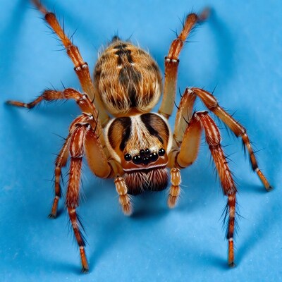 Jumping Spider on Blue Background