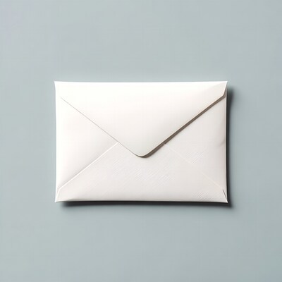 White envelope on gray background