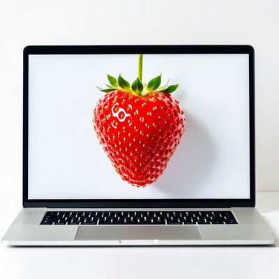 Strawberry on MacBook screen