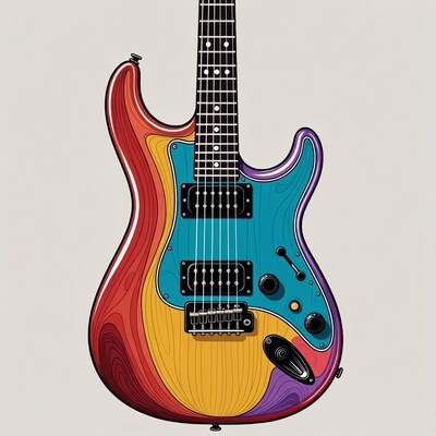 Colorful Stratocaster Electric Guitar Illustration