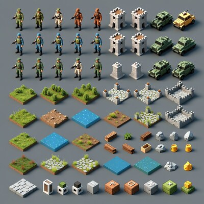 Isometric Military Game Assets Pack