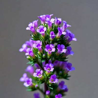 Purple Flower Cluster on Gray Background