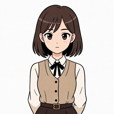 Anime girl in vest and skirt